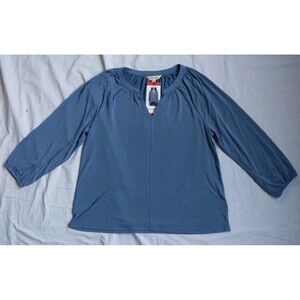 Lucky Brand Top Blouse Blue Long Sleeve Boho Cottagecore Peasant Women's Medium